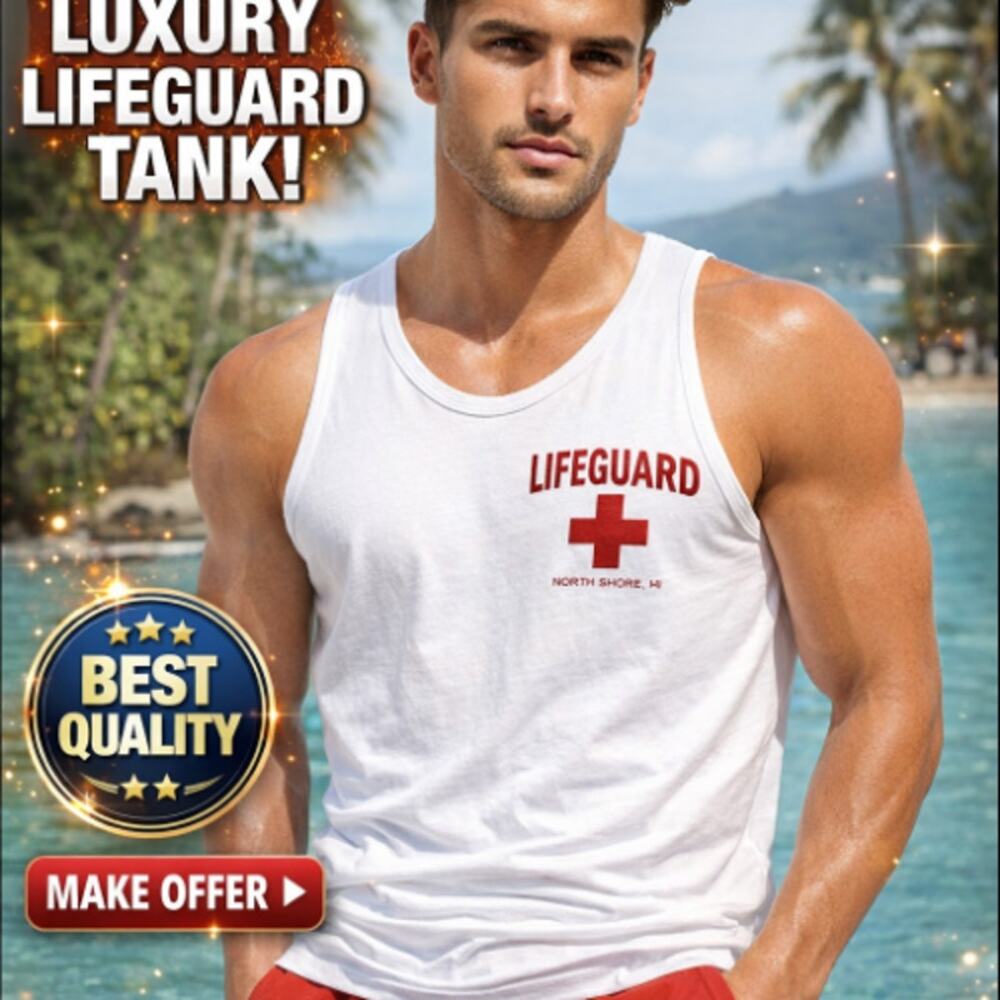 VTG Pro Club Heavy Weight Cotton Tank Top Life Guard North Shore HI Men's Size M